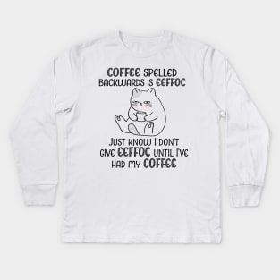 Coffee Spelled Backwards Kids Long Sleeve T-Shirt